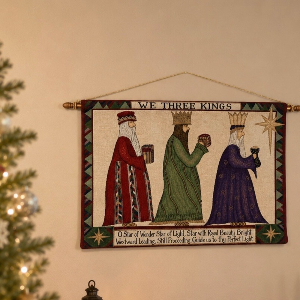 Manual Woodworkers We Three Kings Christmas Tapestry Wall Hanging 36x26 USA